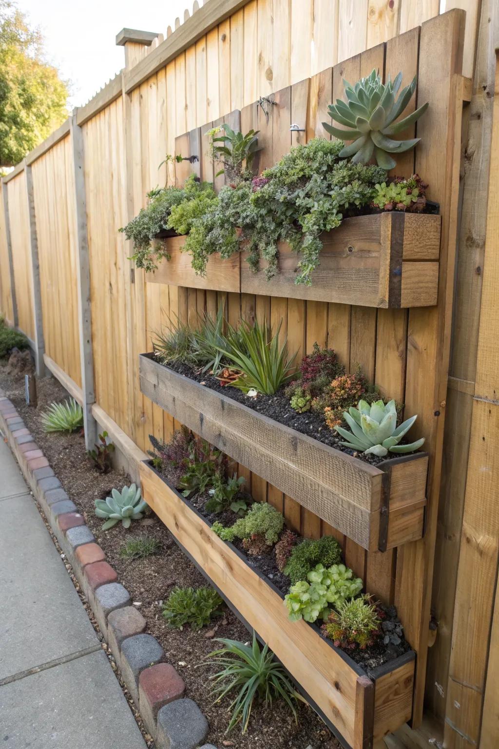 Vertical gardens are stylish and conserve space.