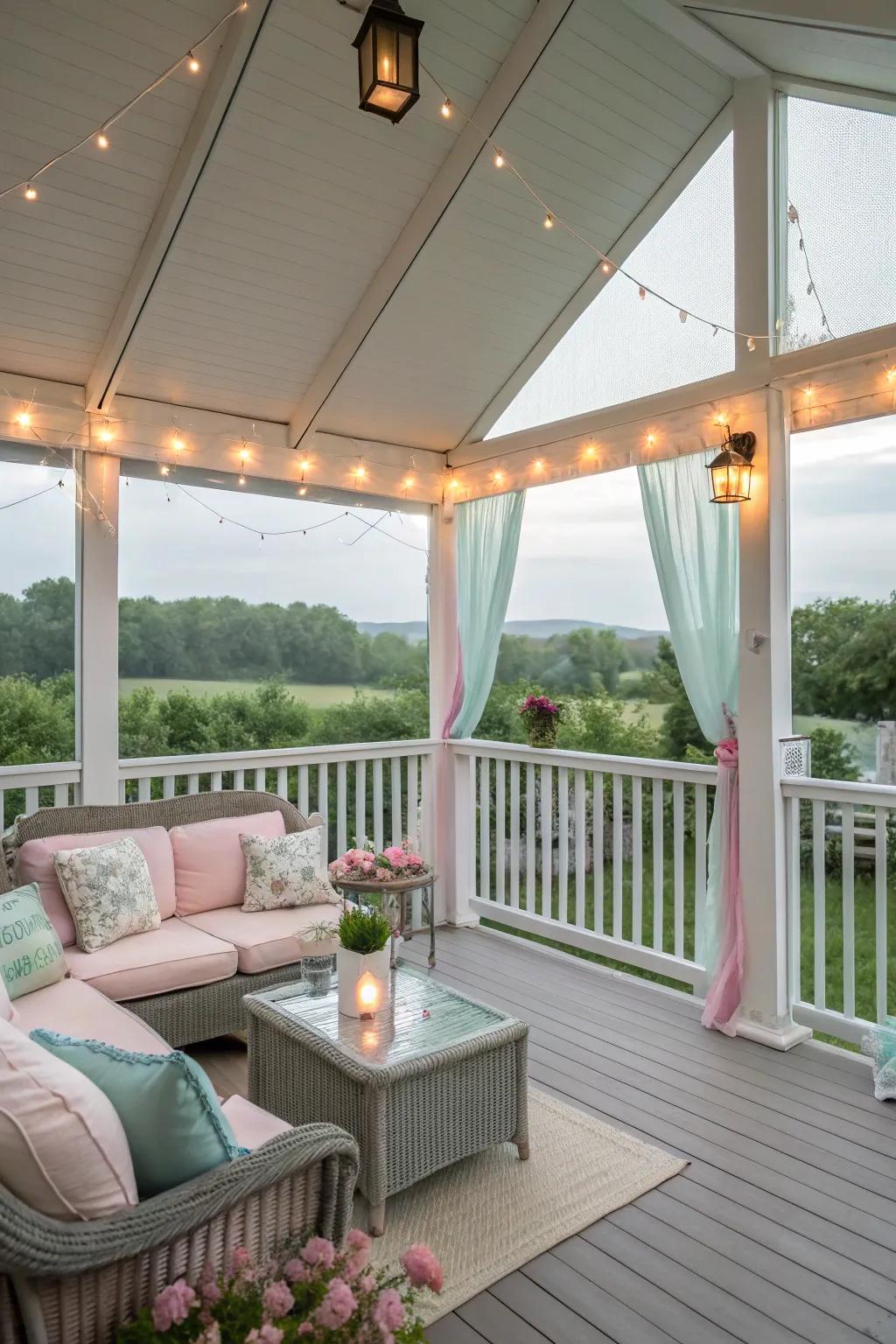 A peaceful retreat with pastel tones.