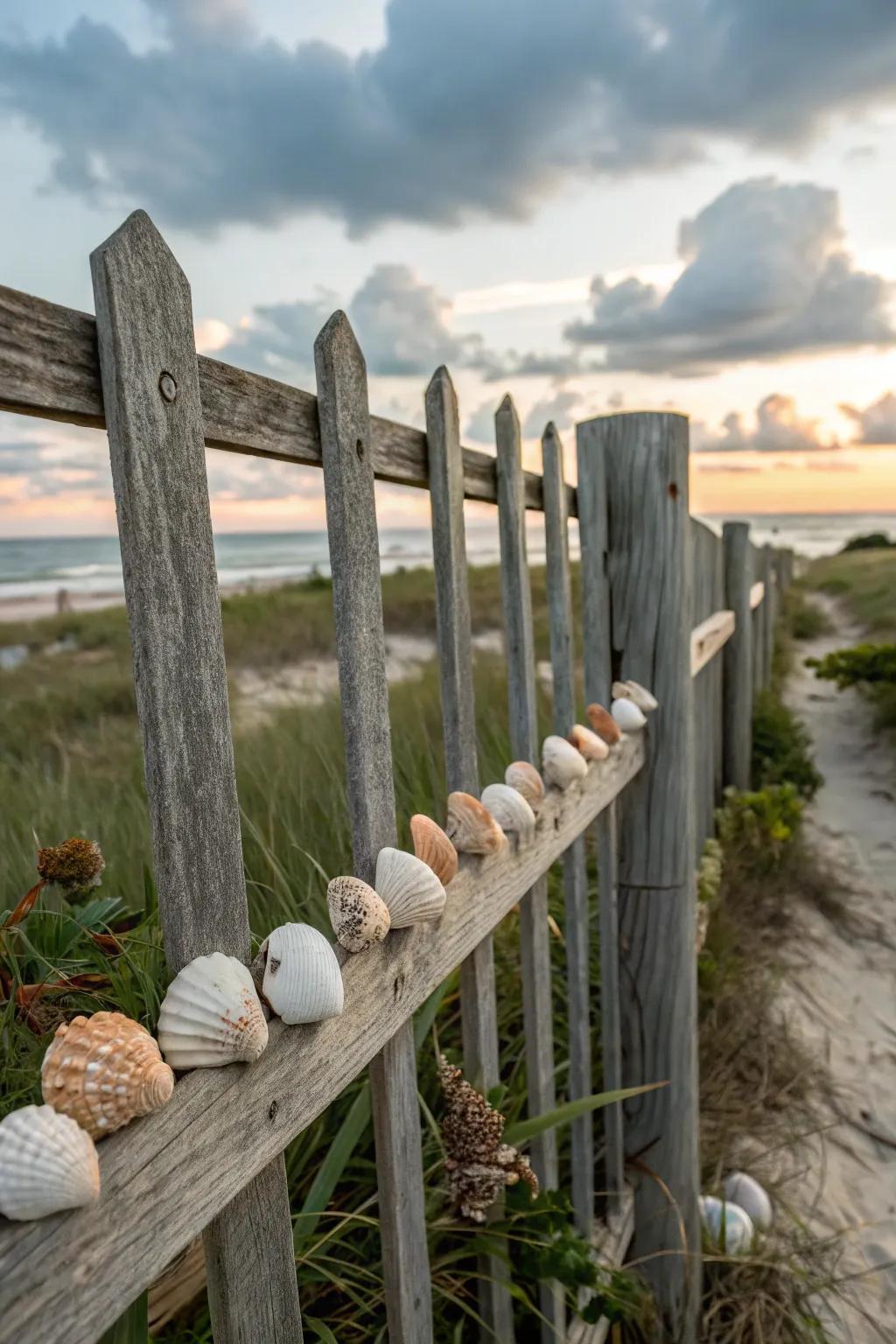 Seashells add a whimsical coastal charm.