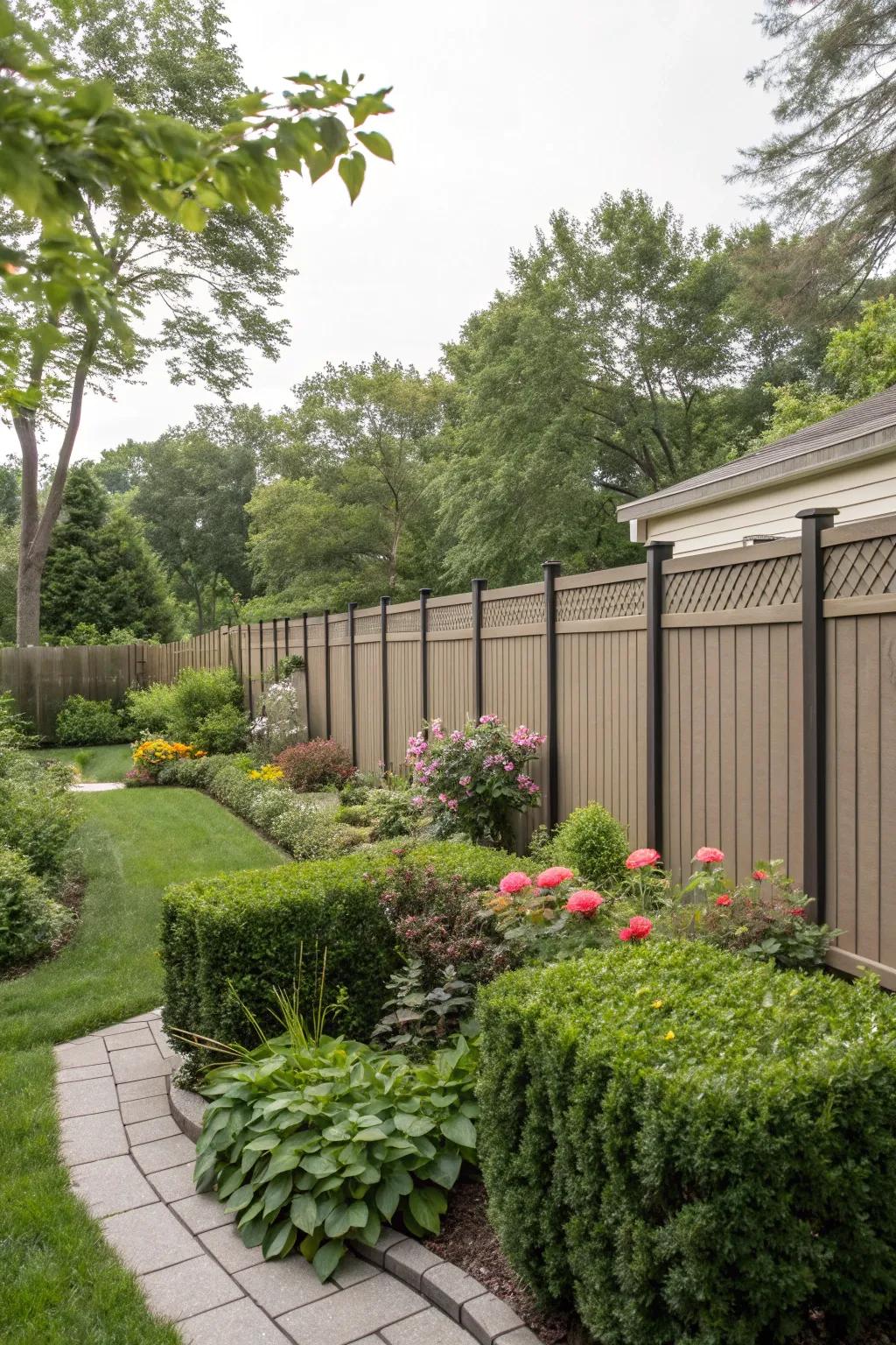 Composite fencing offers sustainability and low maintenance.