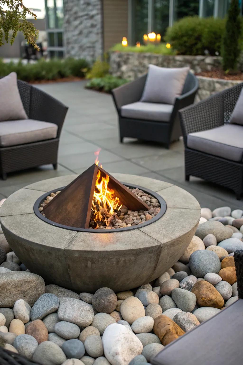 Unique fire pit shapes add visual interest and style.
