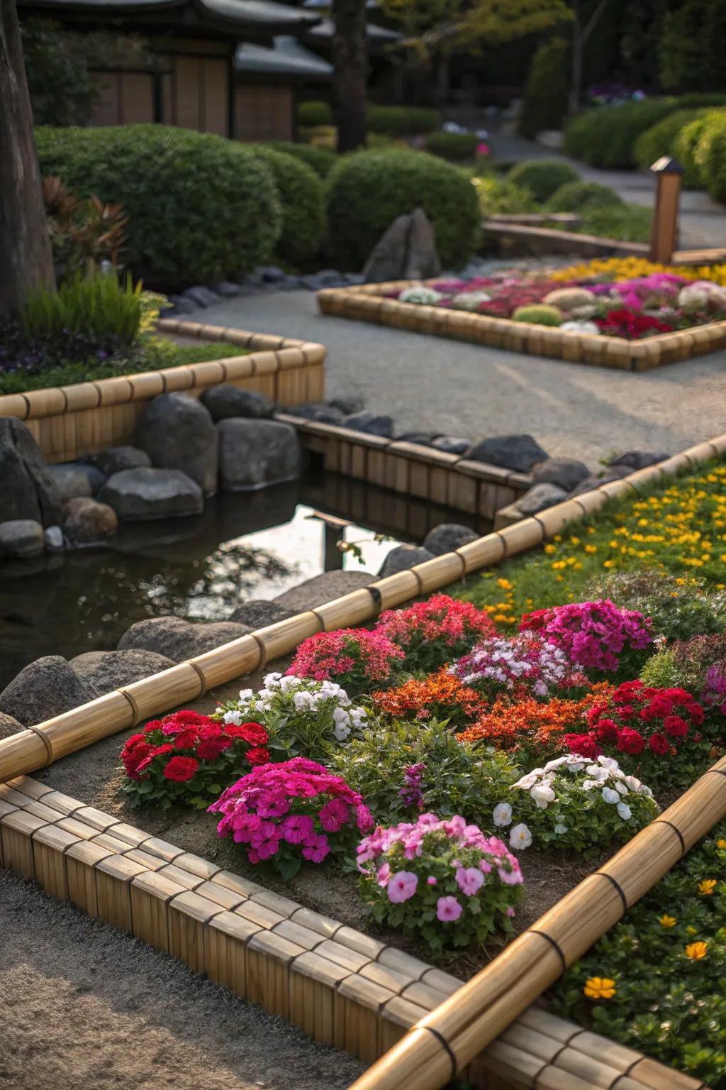 Exotic flair with bamboo borders.