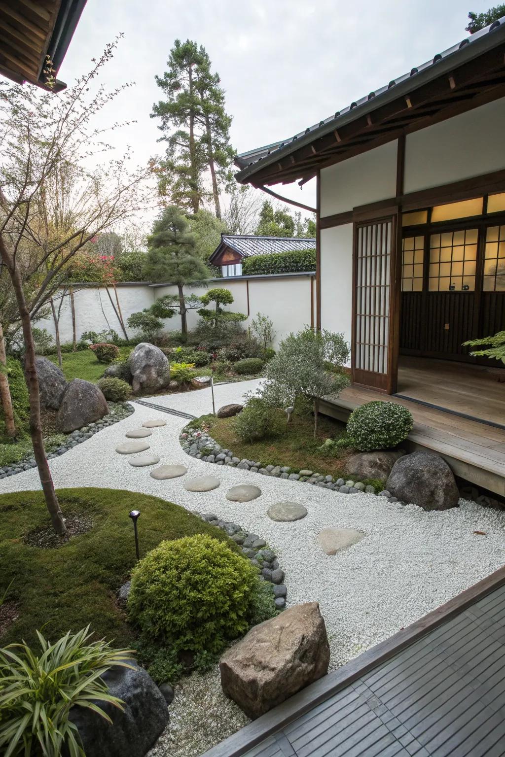 Zen gardens provide serenity and a calming retreat.