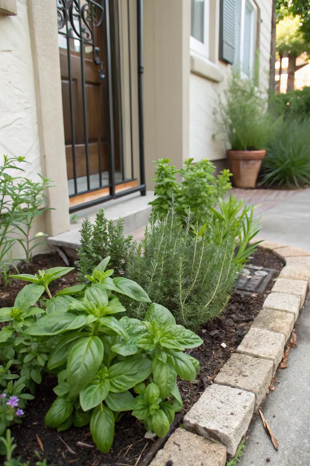 Herb patches offer fragrance and function.