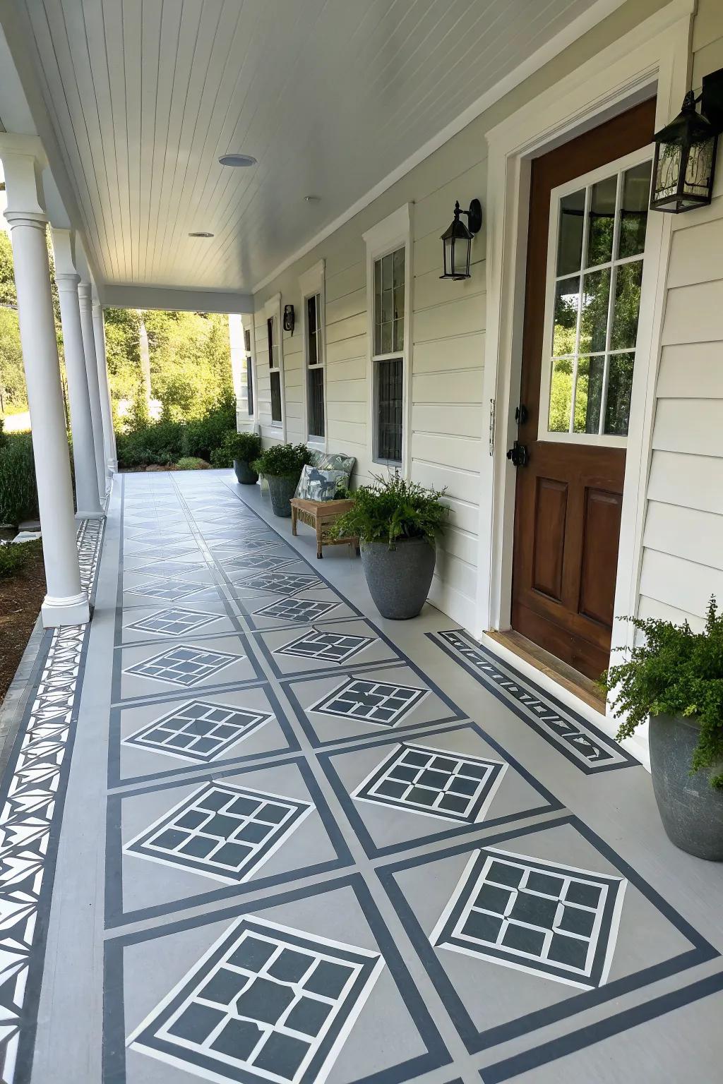 Geometric designs in epoxy offer modern sophistication.