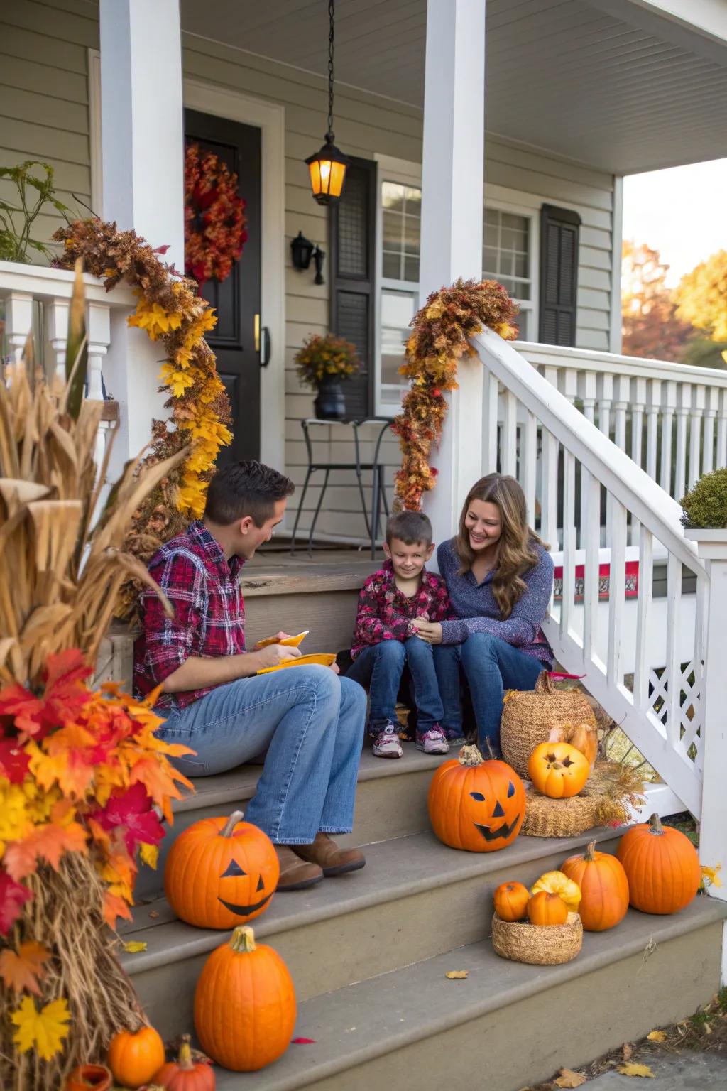 DIY crafts adding a personal and creative touch to a fall porch.