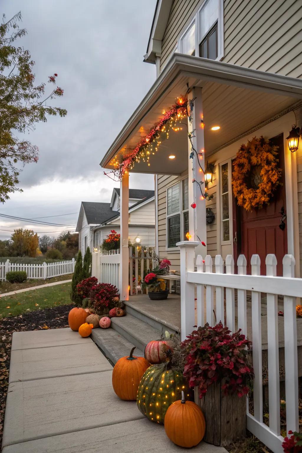 Keep your porch vibrant with seasonal decor.