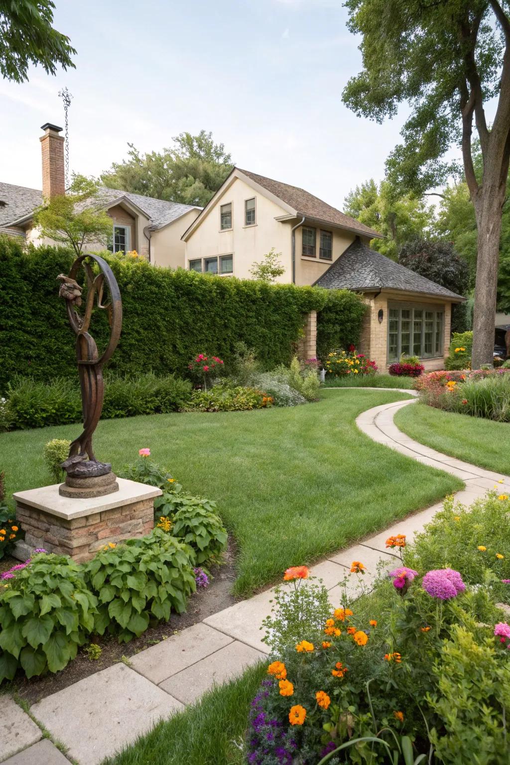 Outdoor art installations add personality and intrigue.