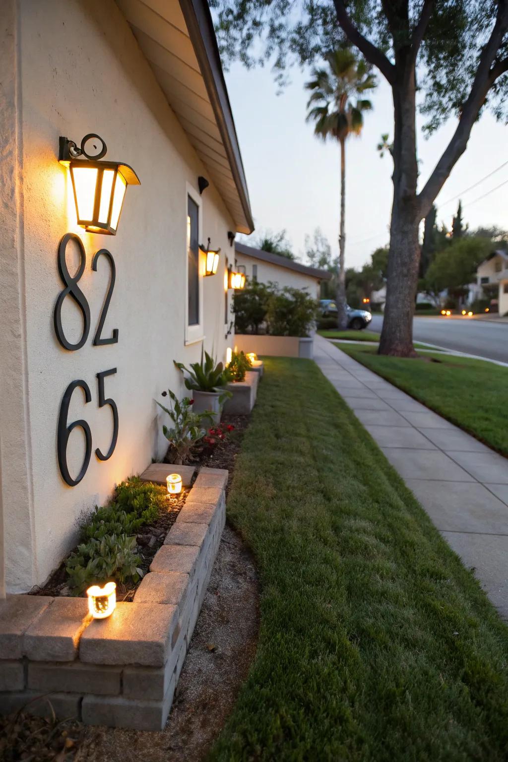 Ensure visibility and style with lighted house numbers.