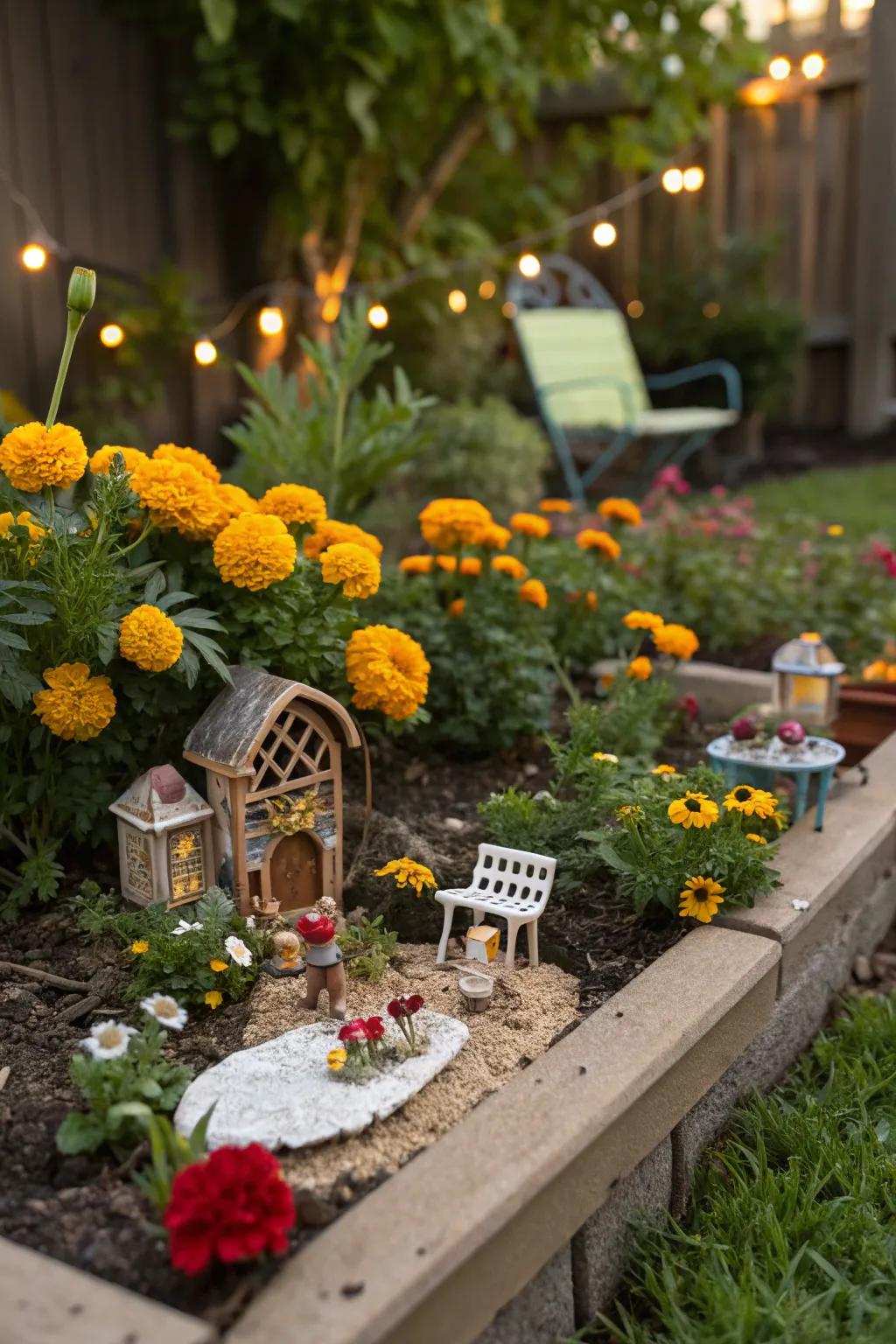 Marigolds bring magic and charm to a fairy garden.