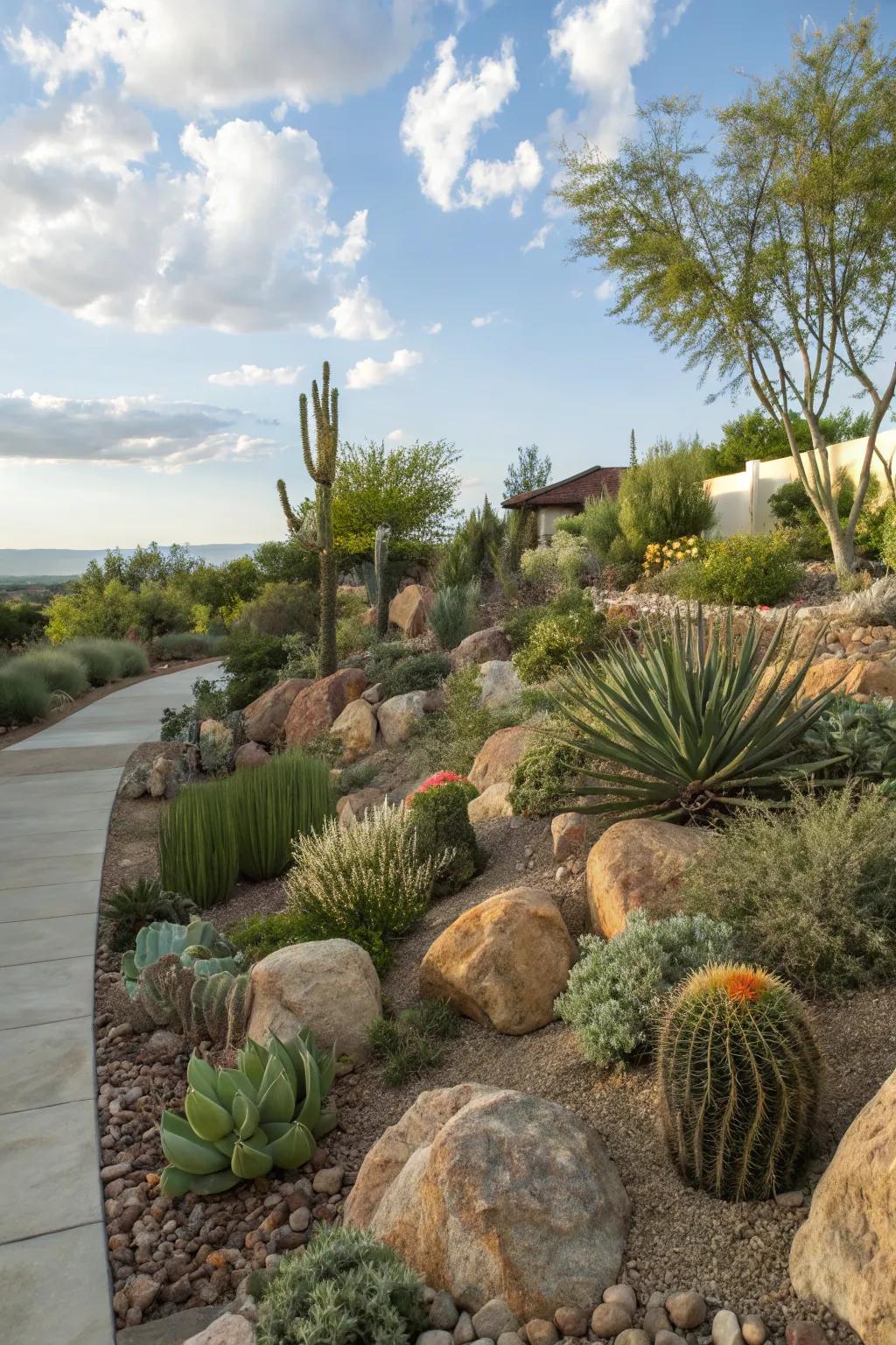 Xeriscaping promotes sustainability and low maintenance.