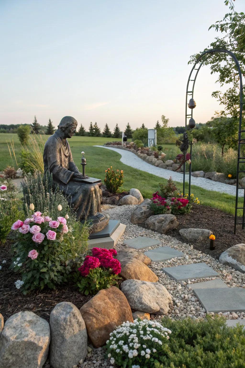 Custom statues add a personal touch to your garden sanctuary.