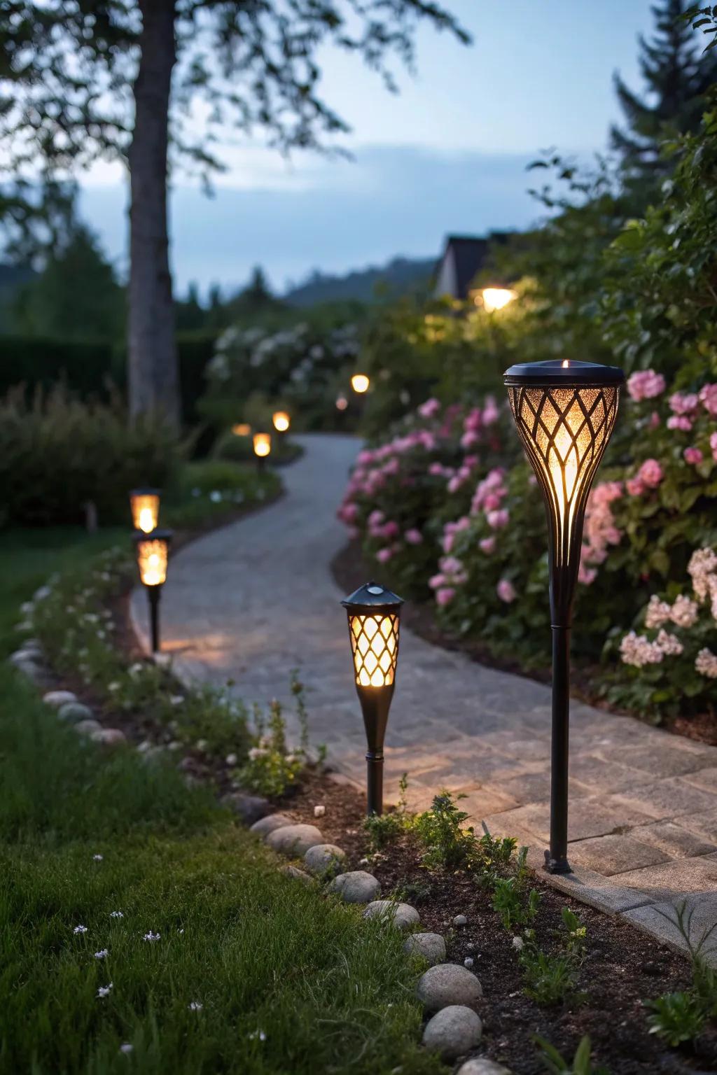 Teardrop solar torches offer an eco-friendly, stylish garden lighting solution.