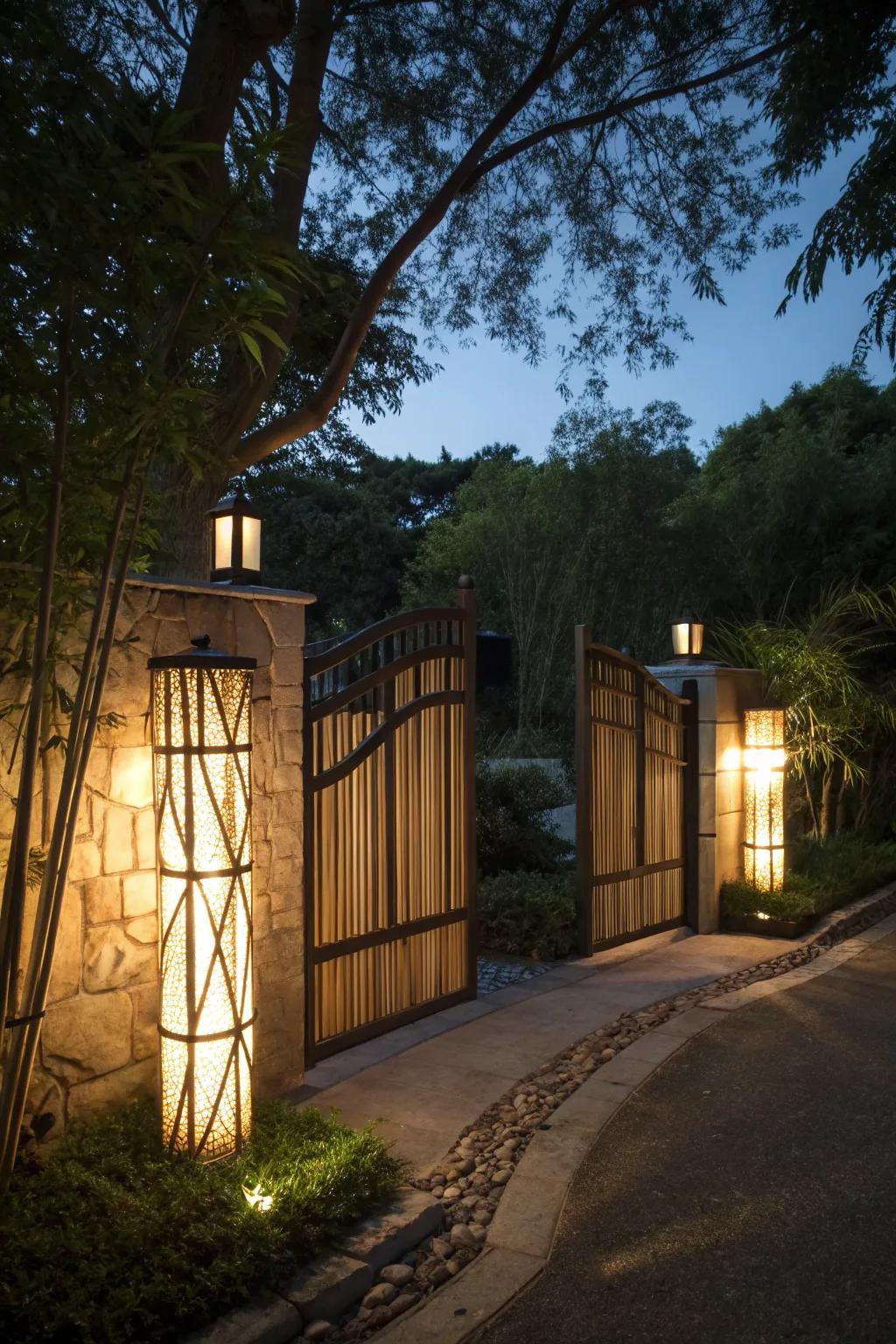 Bamboo lights provide an eco-friendly, natural touch.