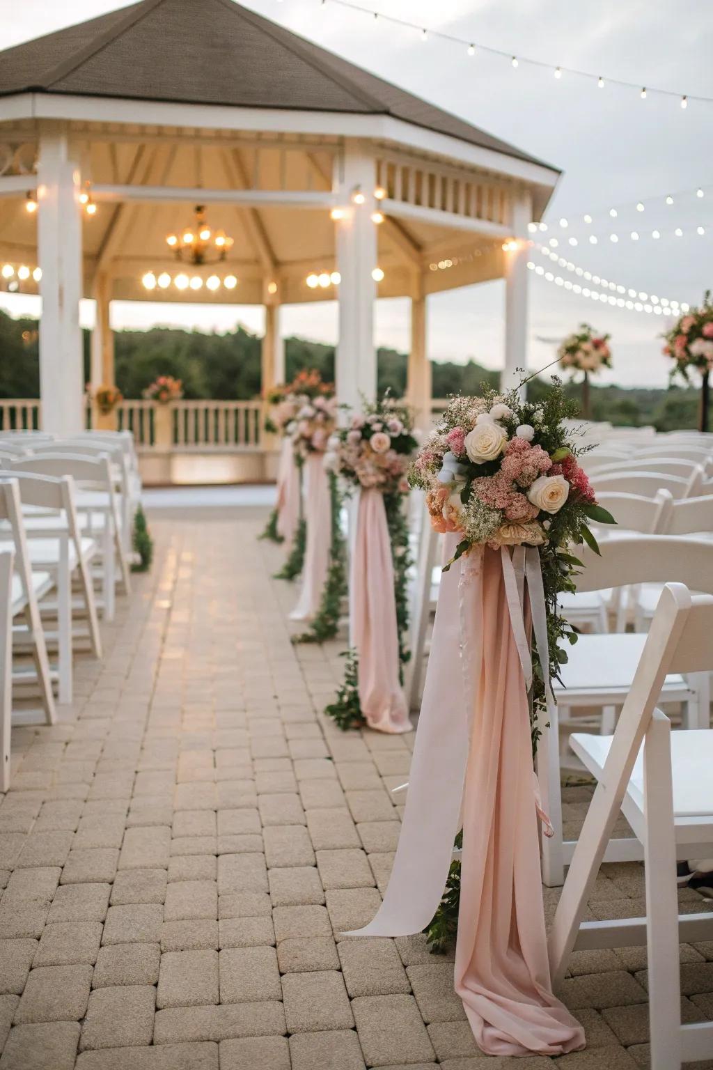 Decorated chairs add style to the seating arrangement.