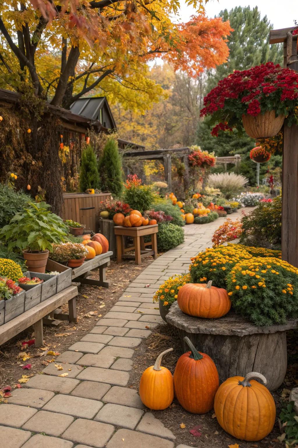 Seasonal décor adding a personal touch to the garden.