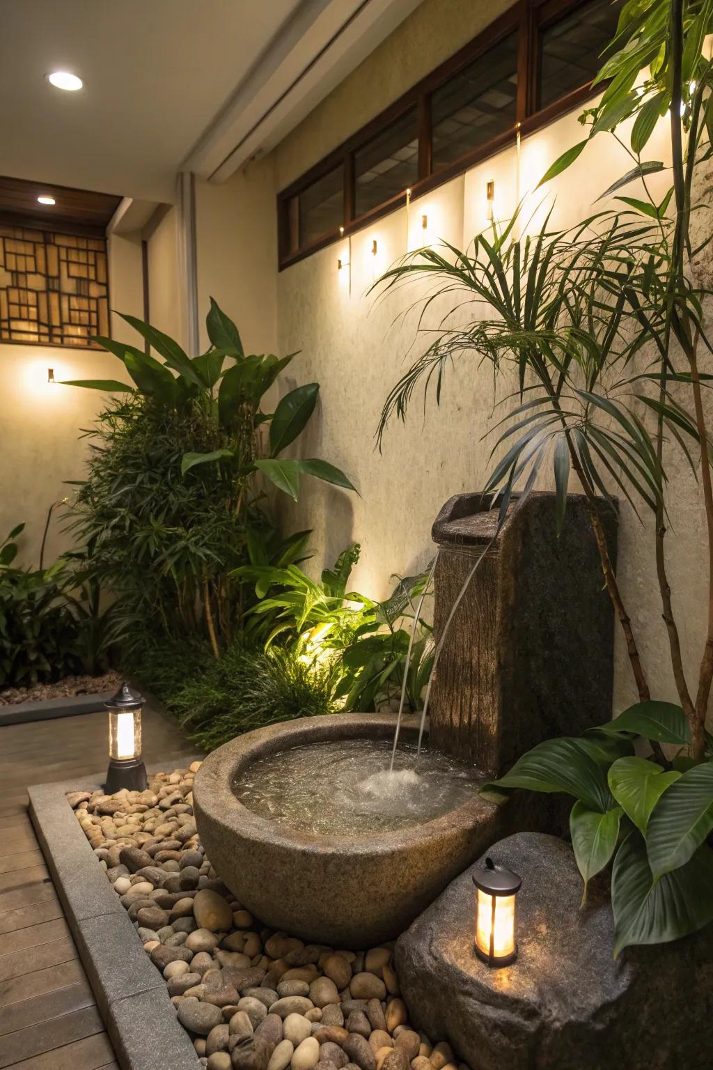 A water garden introduces an element of serenity and nature.