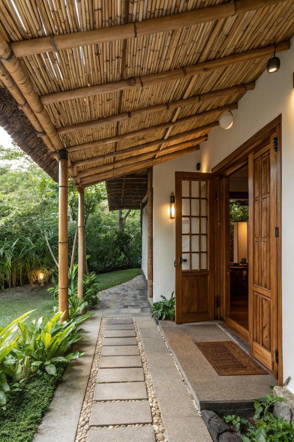 A bamboo canopy that welcomes with nature’s touch.