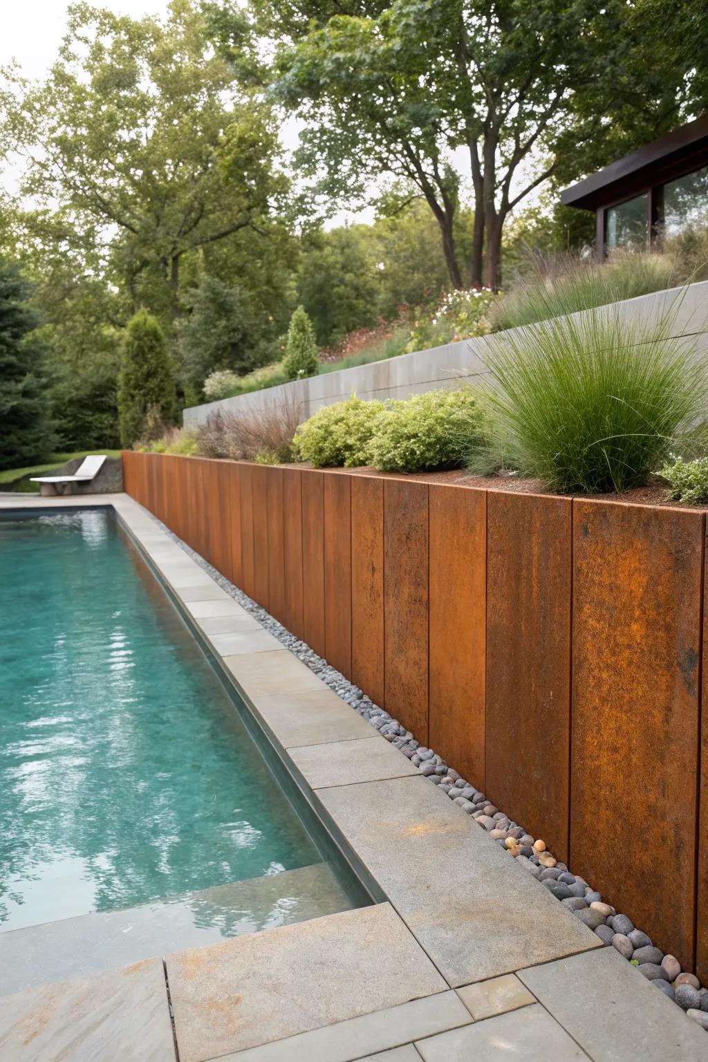 Achieve a rustic look with Corten steel.