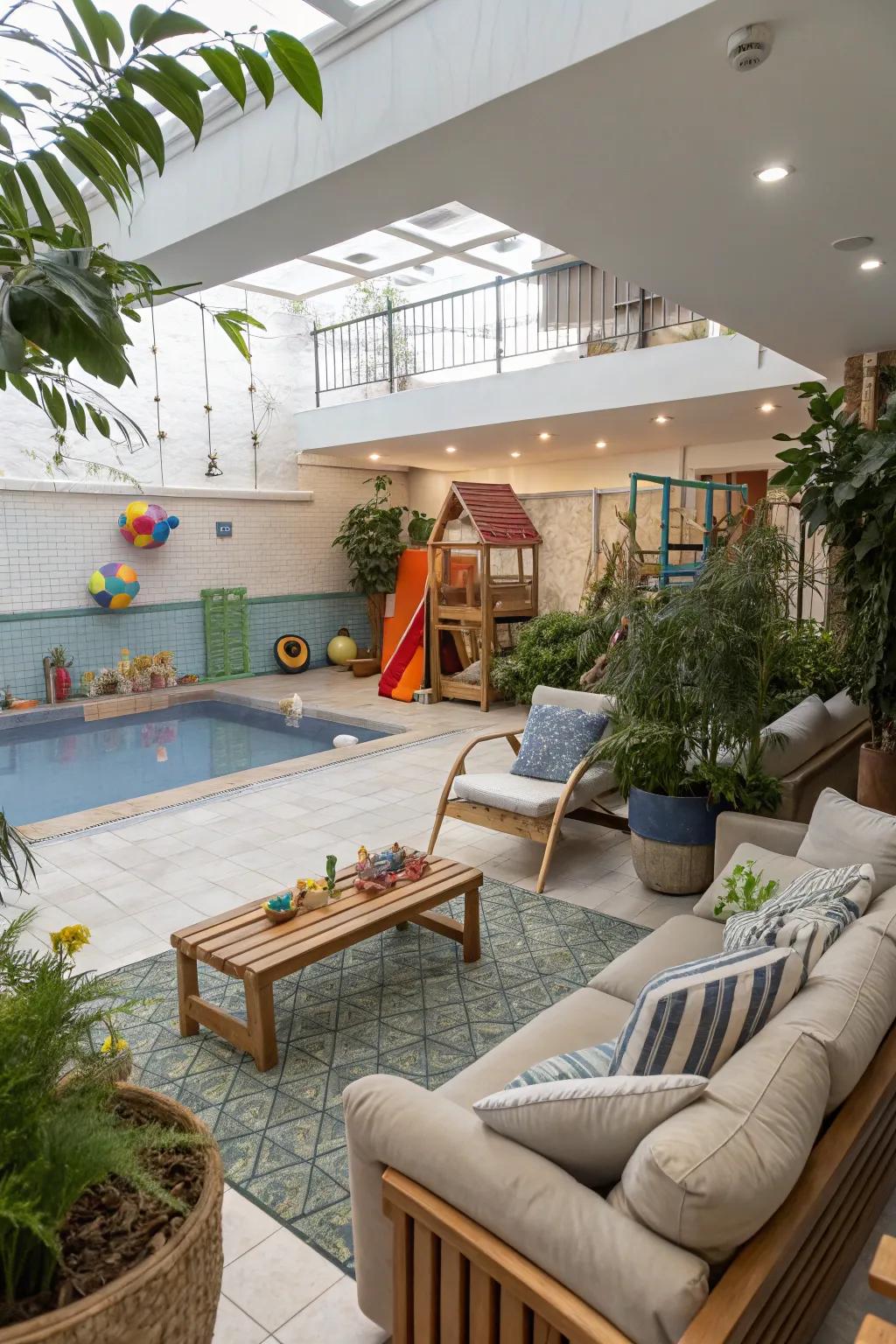 A versatile multi-purpose space replacing a pool.
