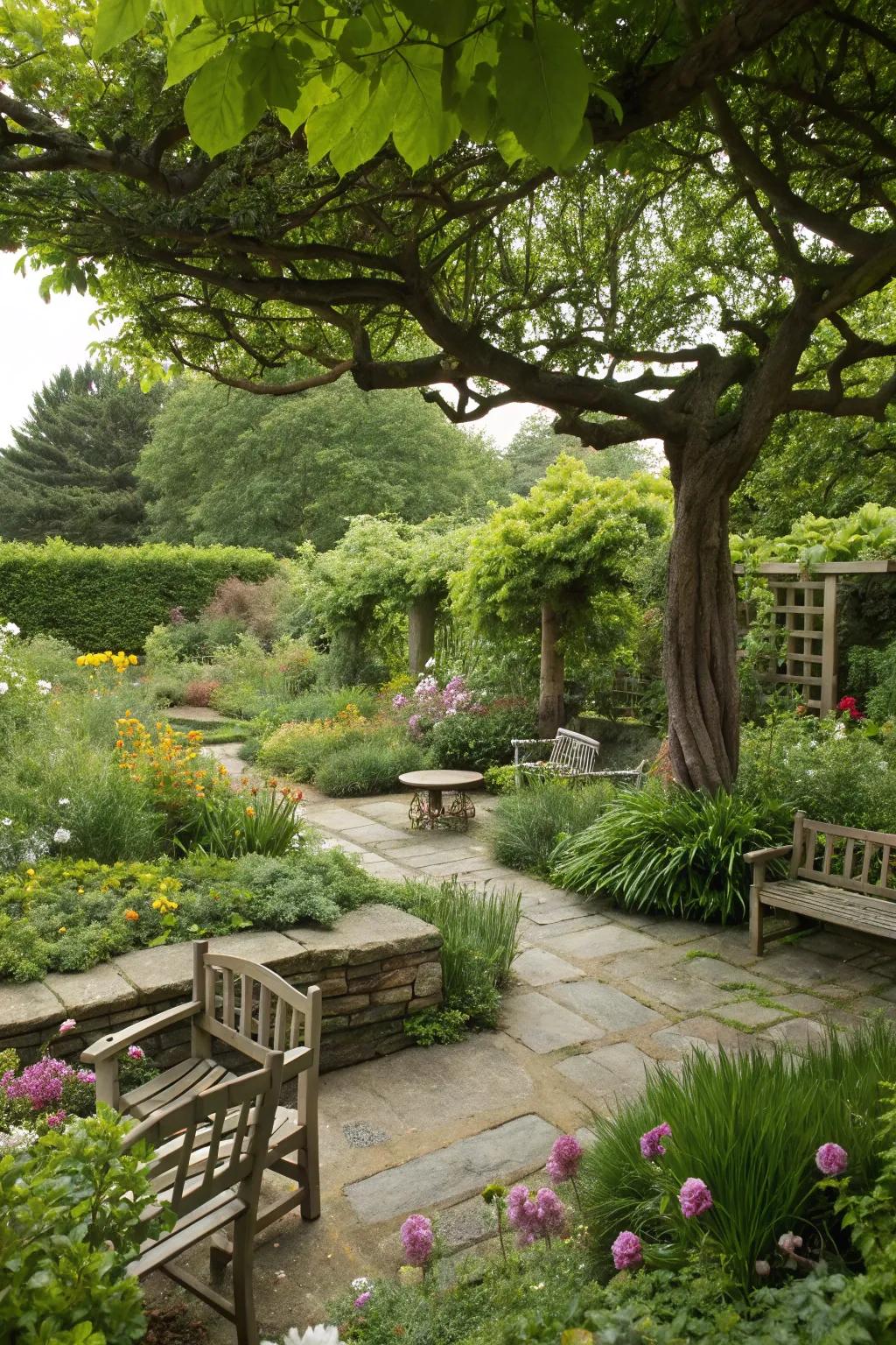 Create an immersive experience with a sunken garden.