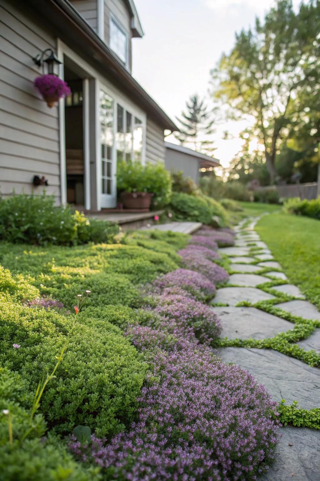 Low-maintenance ground cover offers lush beauty.