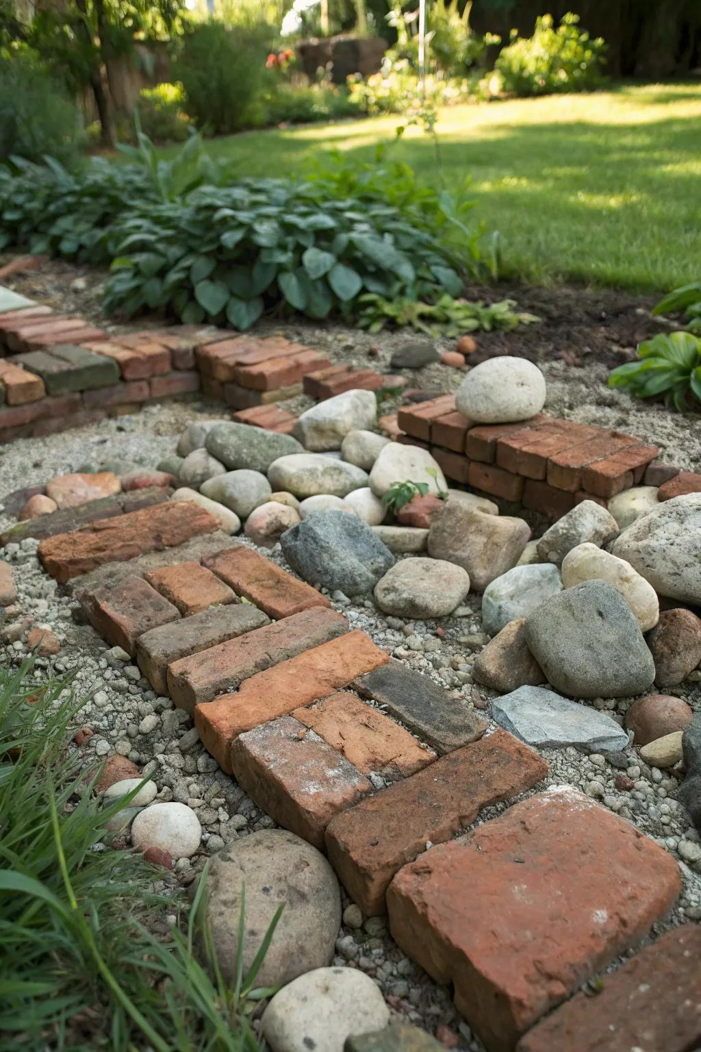 Add unique flair to your garden with whimsical brick art.