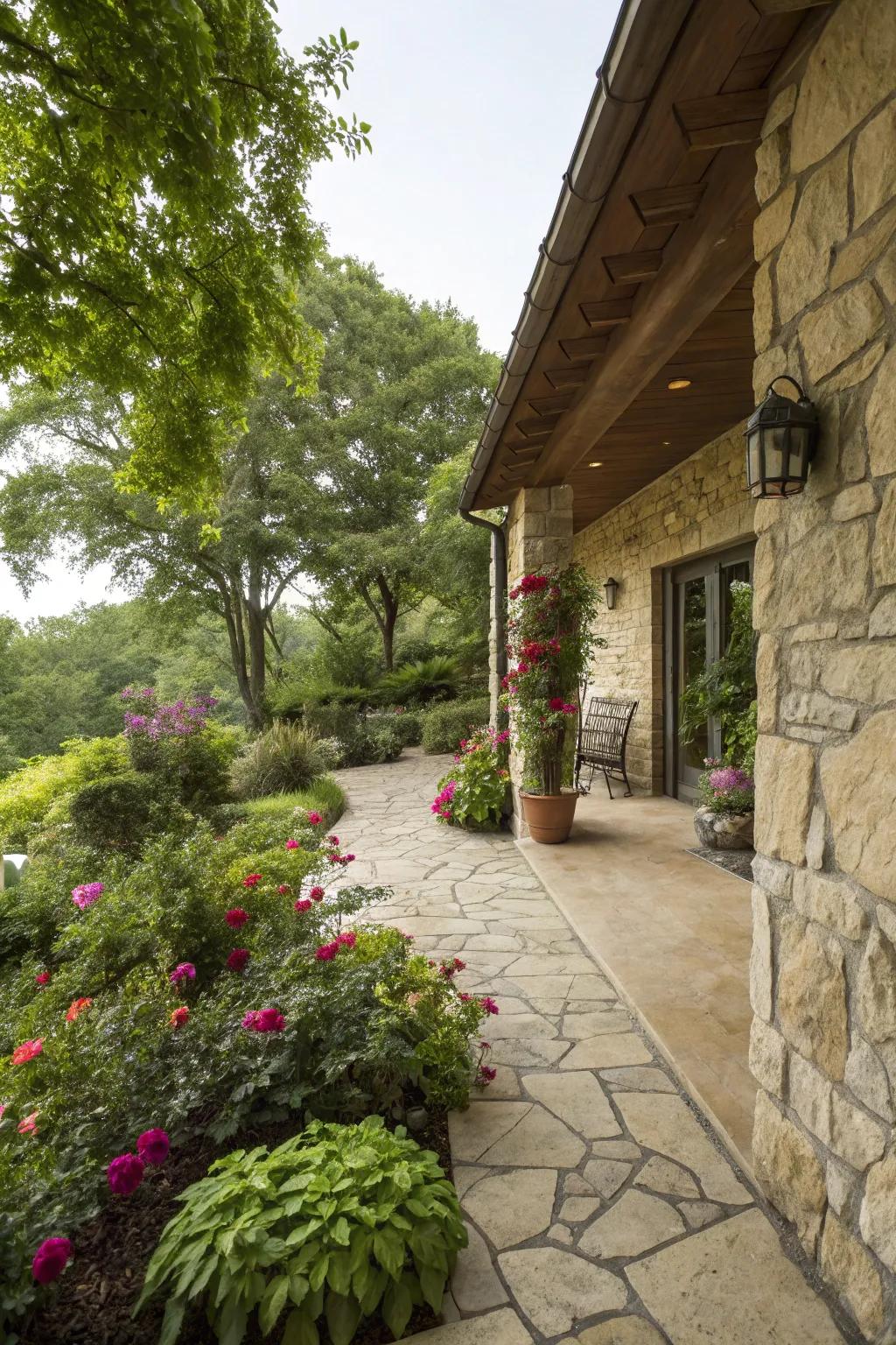 Textured walls add depth and interest to your patio design.