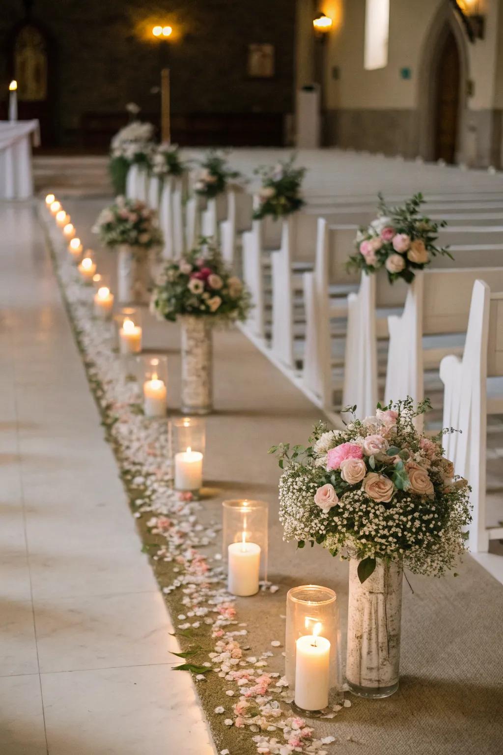 Add charm to your ceremony with natural aisle decor.