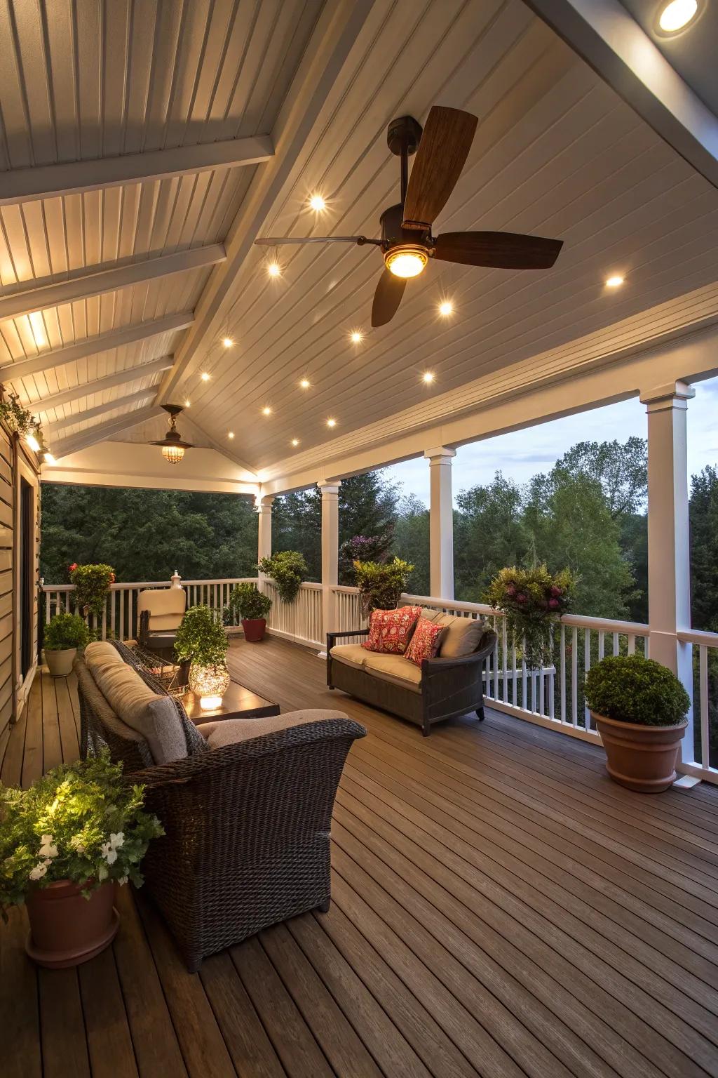 Ceiling fans with lights offer practical illumination and airflow.