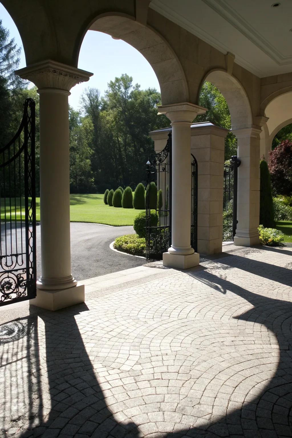 Dynamic shapes add visual intrigue to pillars.