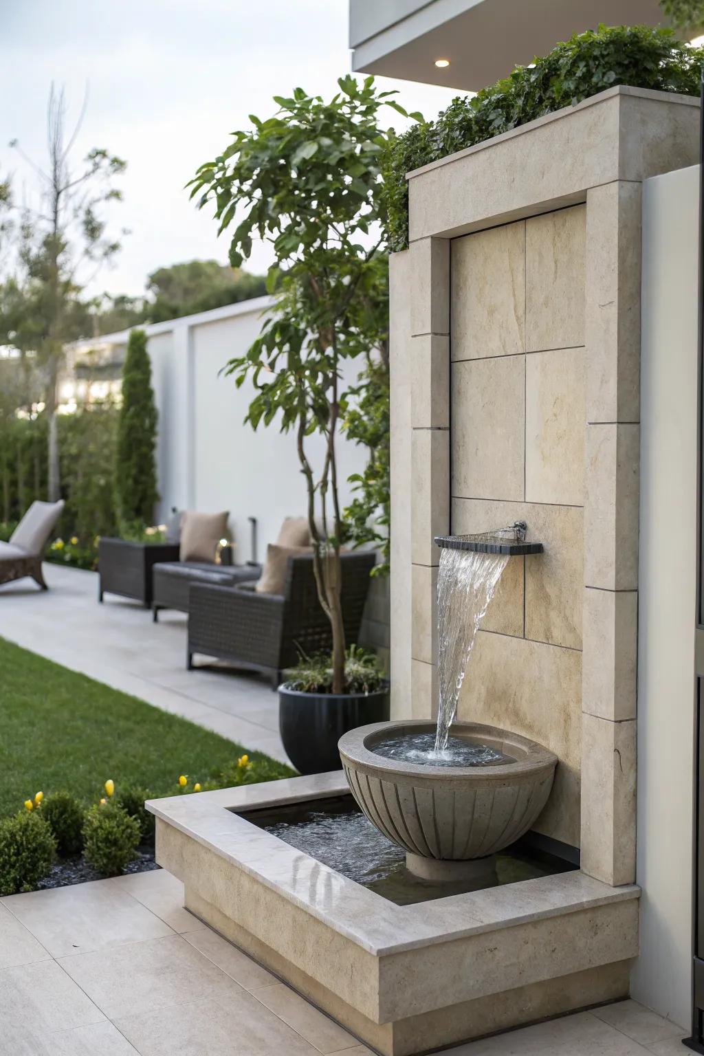 Save space with a stylish wall-mounted fountain.