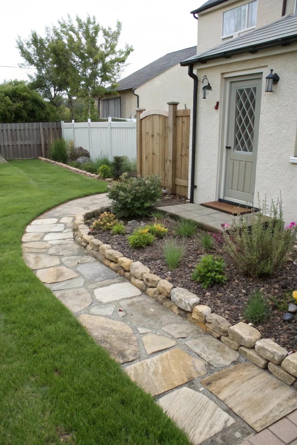 Natural stone provides timeless elegance and structure.