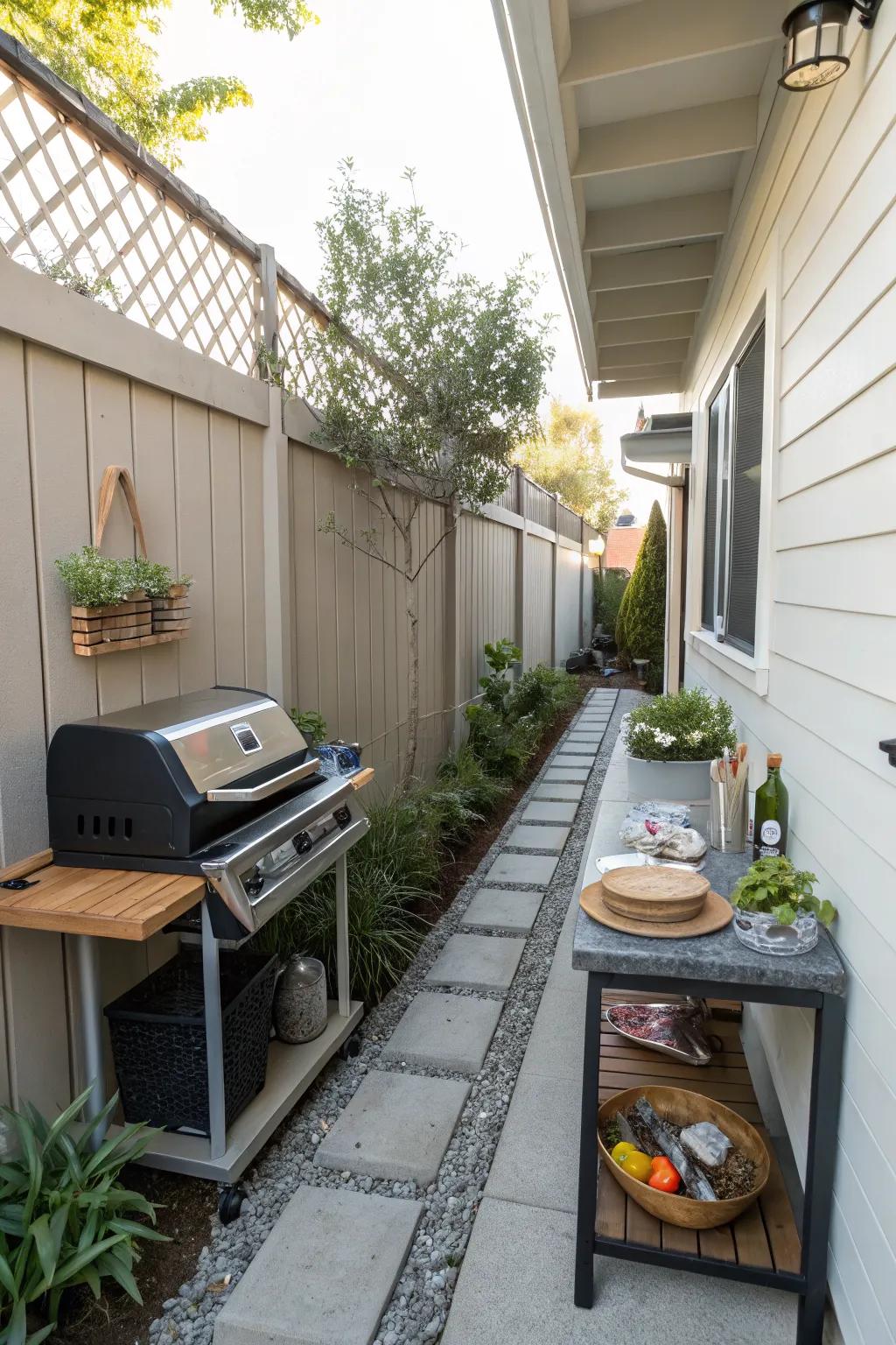 A BBQ area makes outdoor cooking convenient and enjoyable.