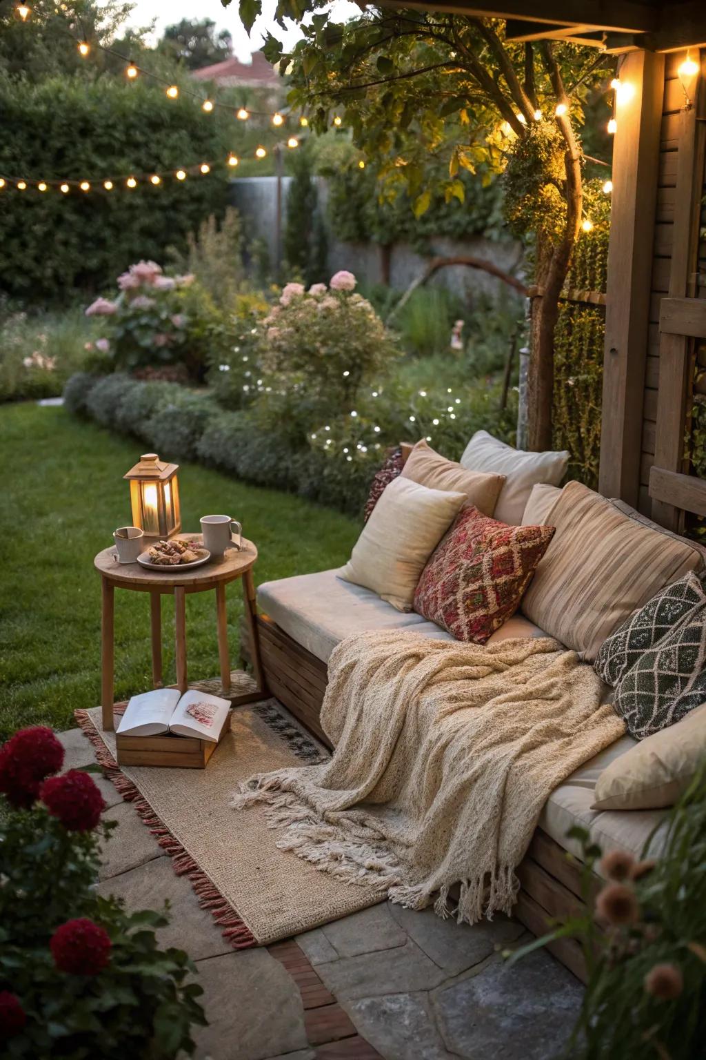 A cozy nook is the perfect retreat for relaxation in your backyard.