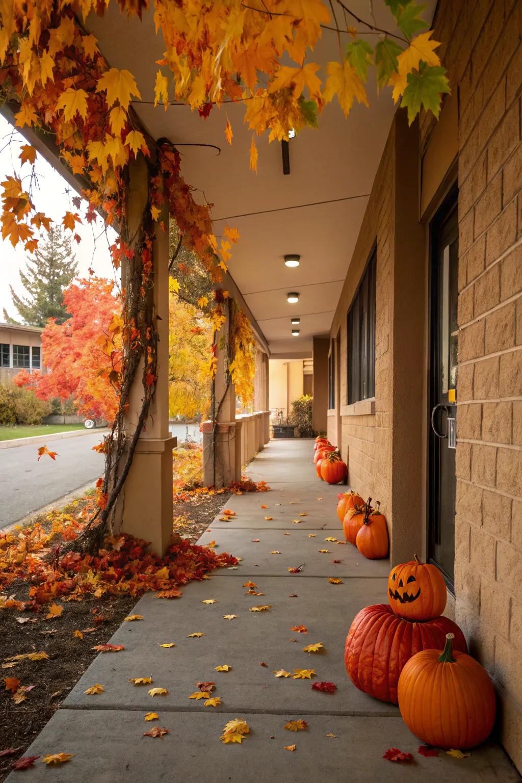 Seasonal decor keeps your breezeway vibrant year-round.