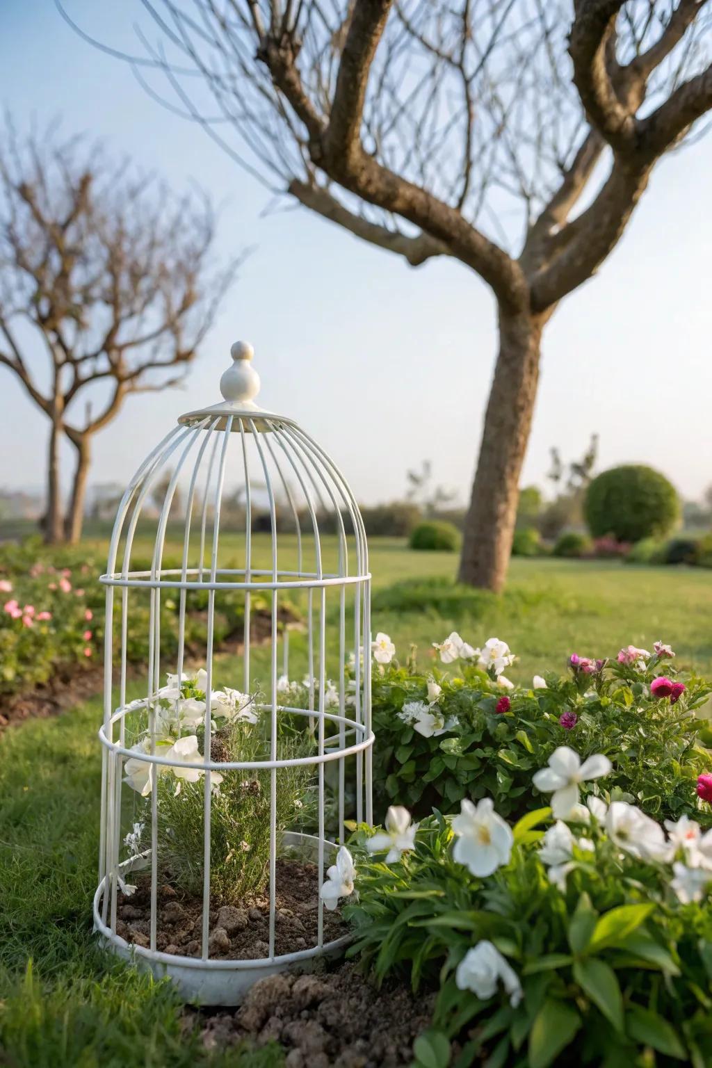 Embrace simplicity with a minimalist wireframe bird cage.