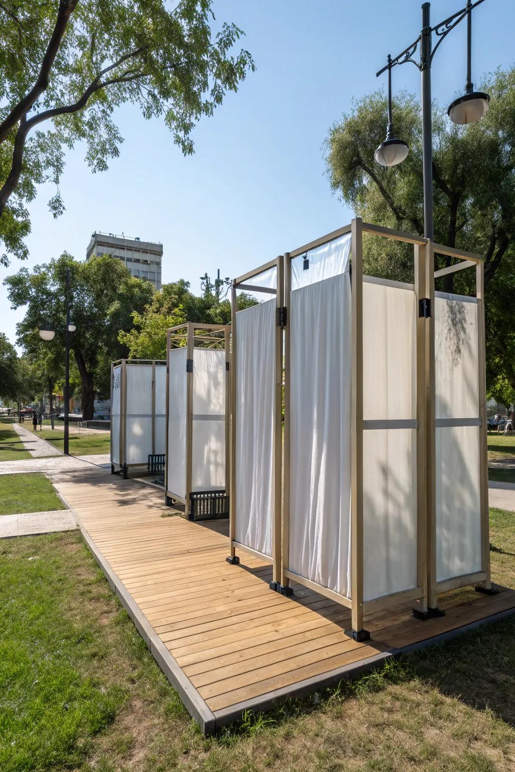Flexible and modern: modular panels for a customizable changing area.