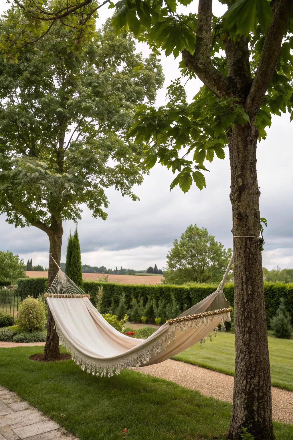 A hammock fort offering a relaxing retreat in any garden.
