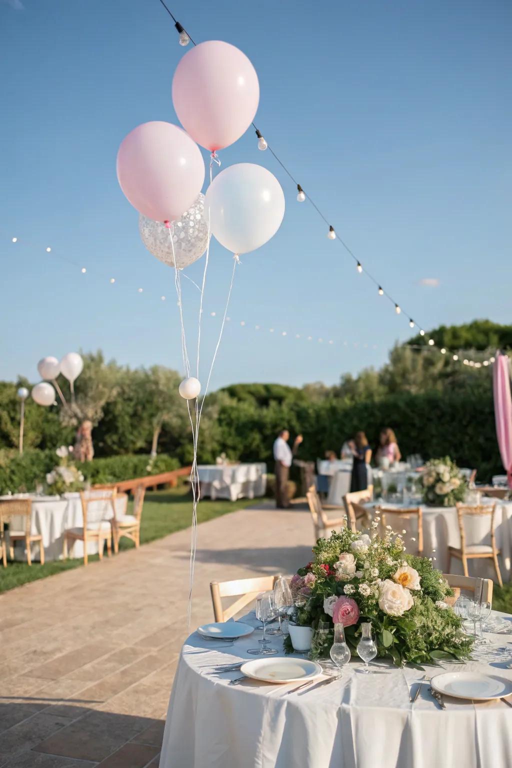 Floating balloons add a magical touch to table settings.