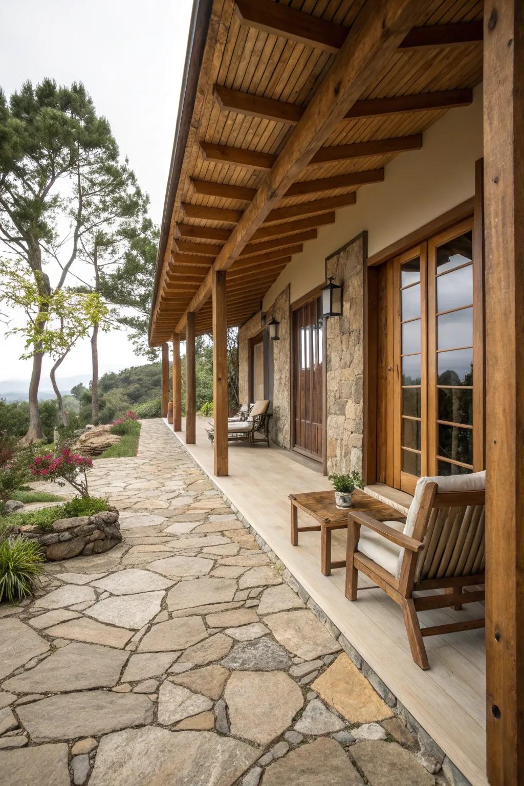 Natural elements create a seamless transition to the outdoors.