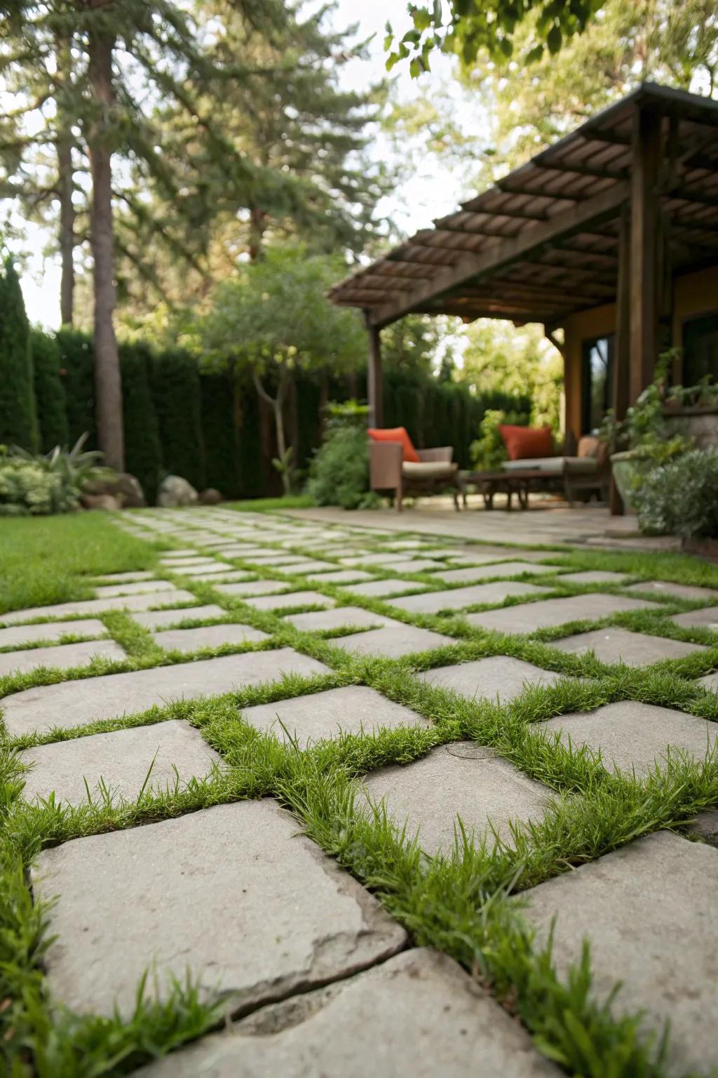 Living green pathways softening hardscapes with natural beauty.