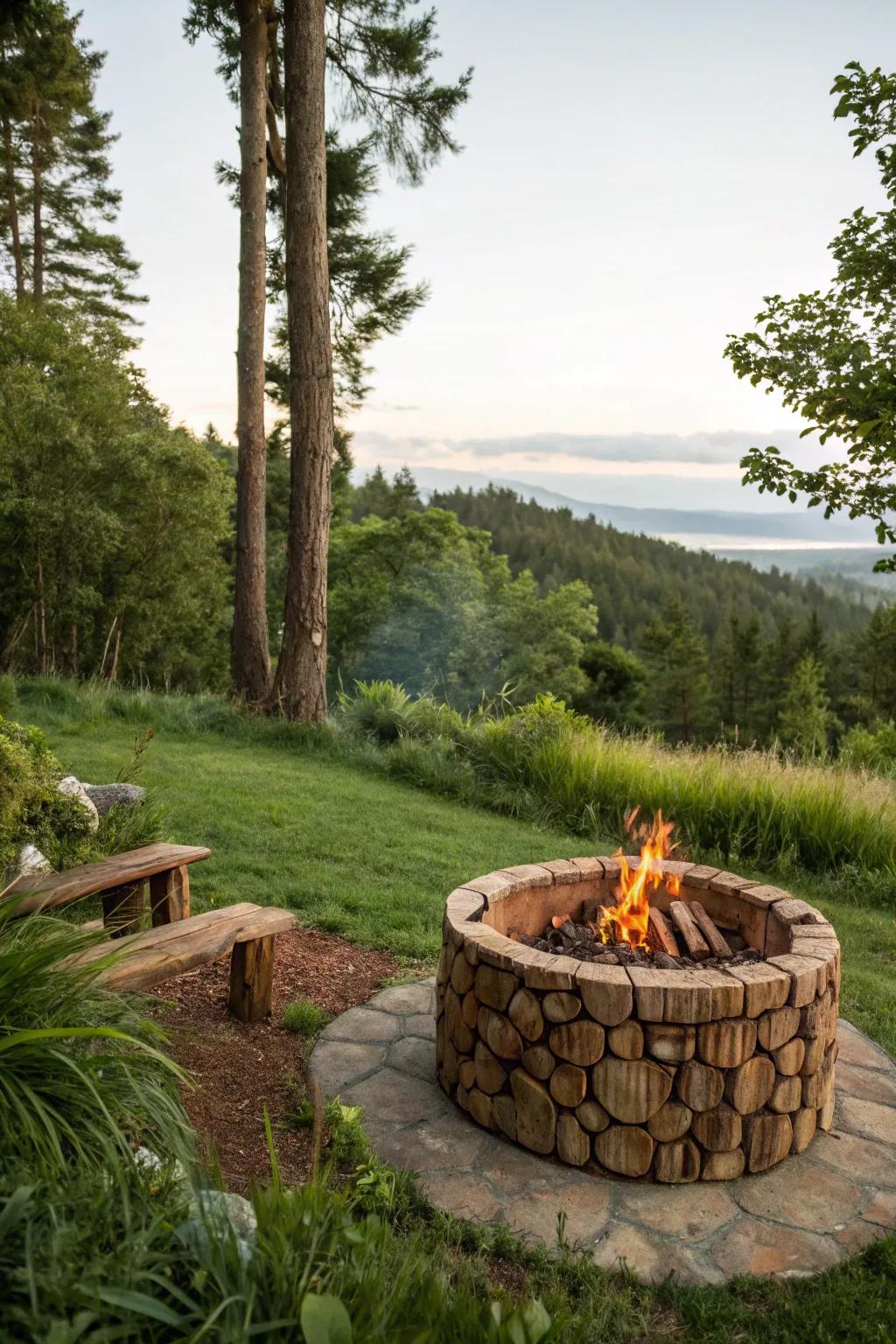 An eco-friendly fire pit made with sustainable materials.