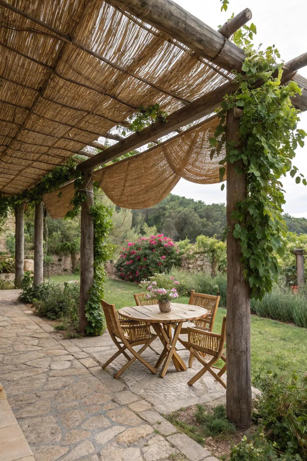 Reed mats offer a simple, natural touch.