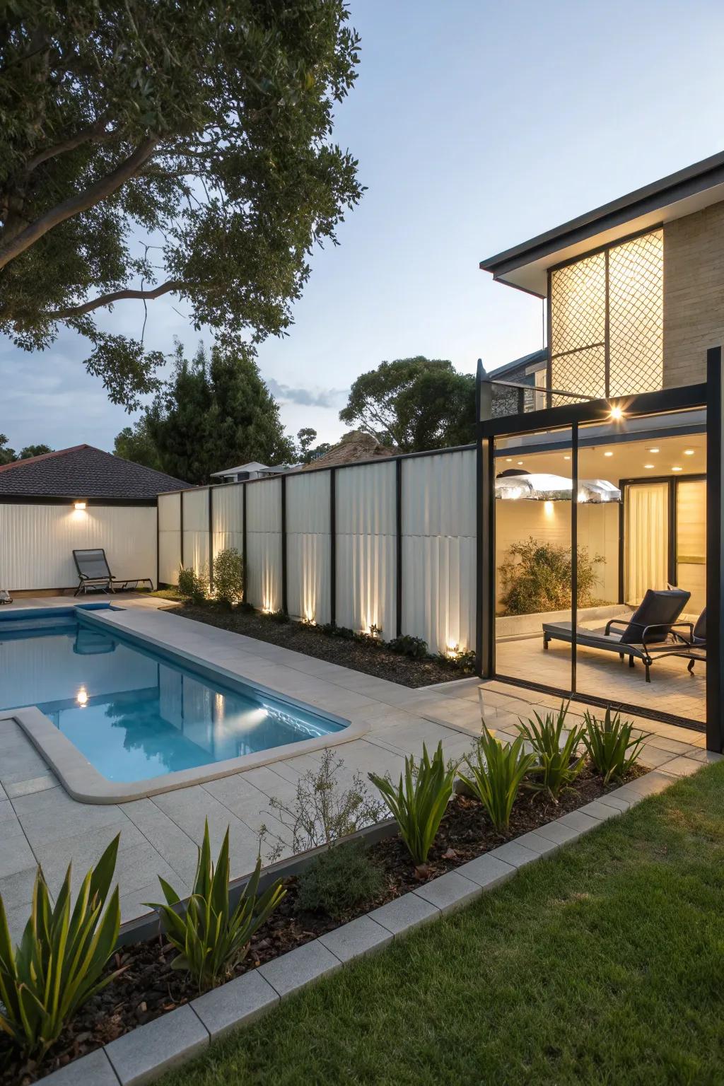 Sliding panels offer modern style and accessibility for pool equipment.