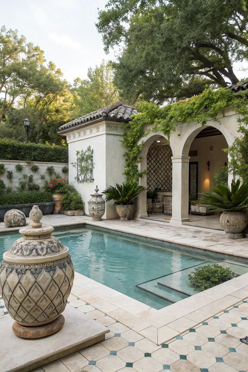 Sculptural accents add personality and style to your pool landscape.
