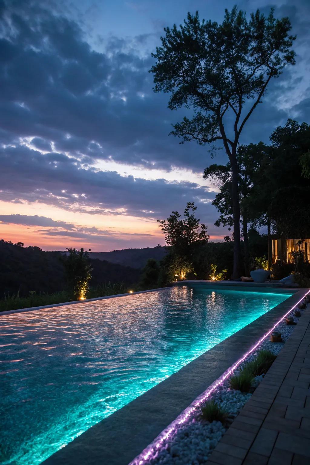 Night glow liners provide a magical evening swim.