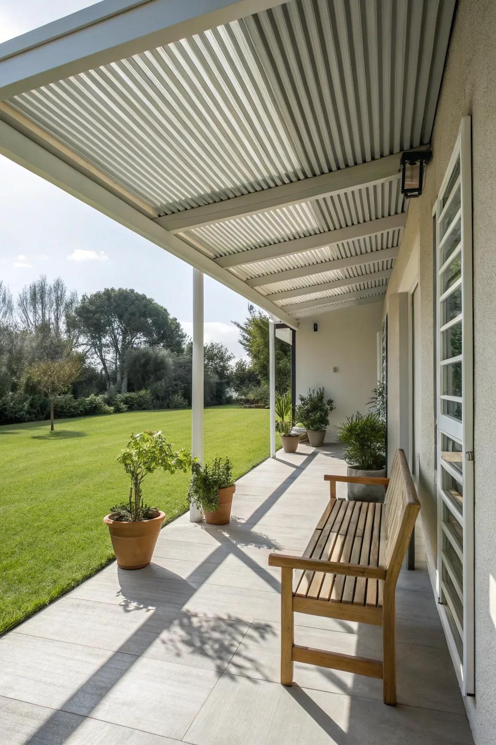 Simple yet effective shading with a slatted window awning.