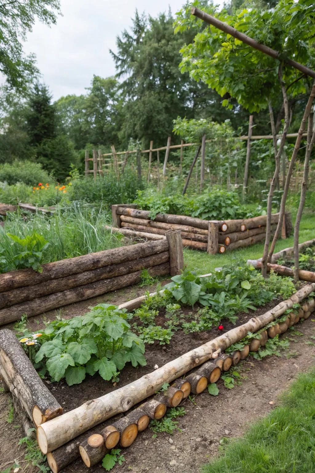 Hugelkultur borders create self-sustaining and nutrient-rich gardens.