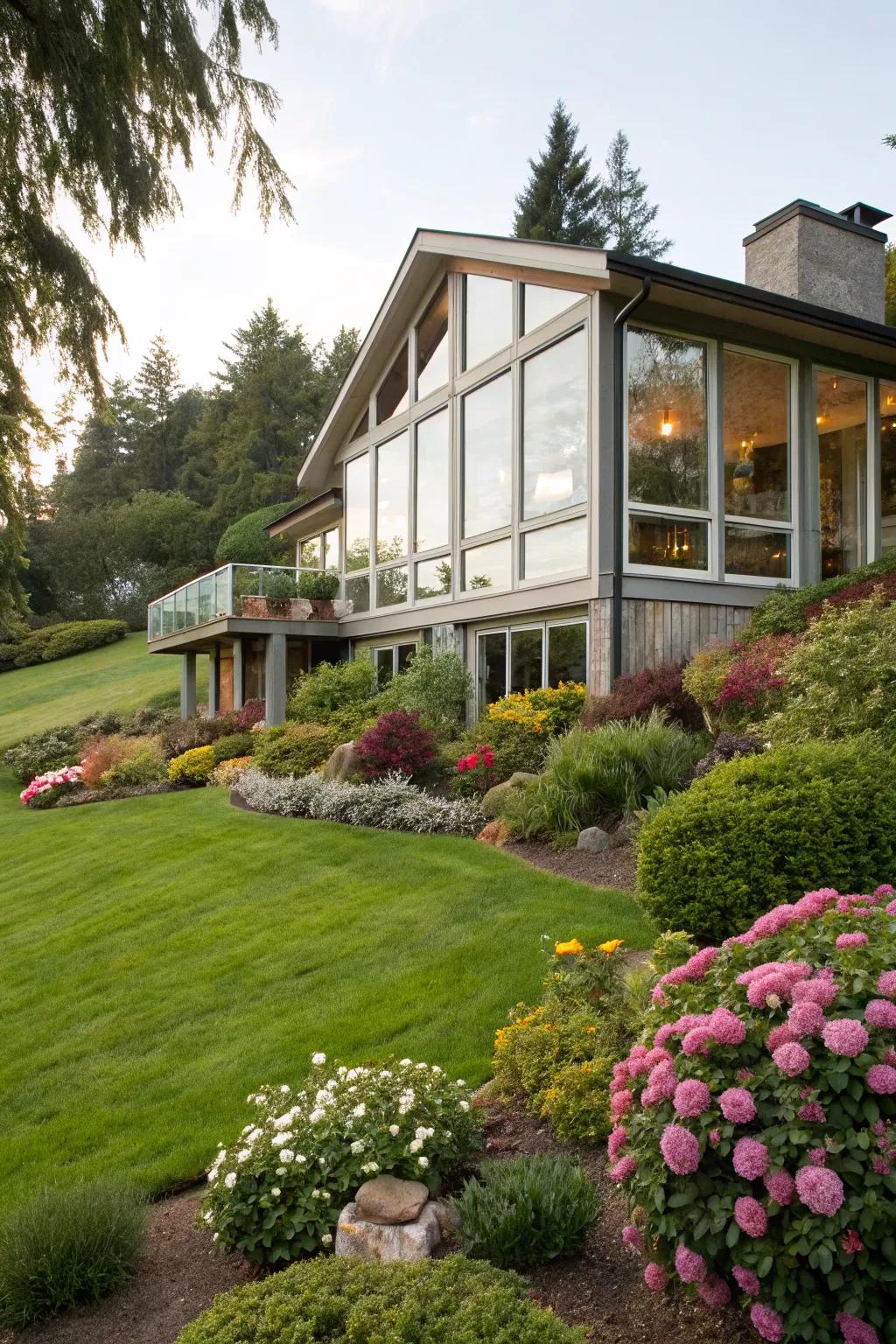 Modern windows enhance natural light and complement siding.